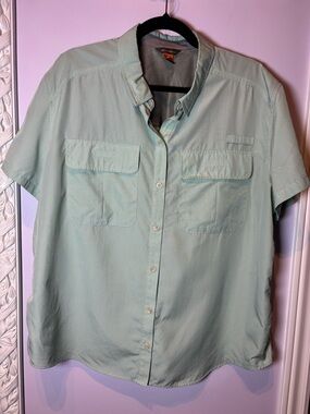 Eddie Bauer Light Mint Green Short-Sleeve Button-Down Shirt Size XL